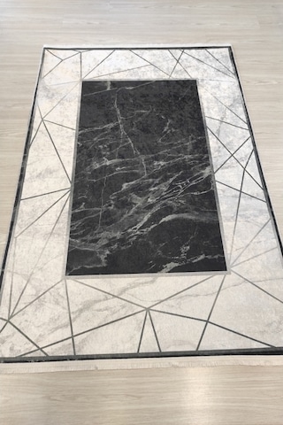 Geometrik Mermer Salon Halısı Yıkanabilir Kaymaz Mutfak Halısı