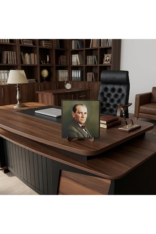 Atatürk Masaüstü Ahşap Tablo - Kabartmalı Baskı Şık Hediyelik 16x16 Cm No 2 3 Parça