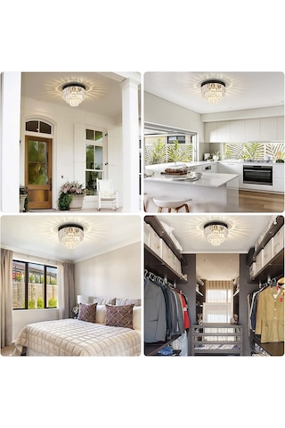 Efsane Siyah Kristal Taşlı Modern Salon Avize