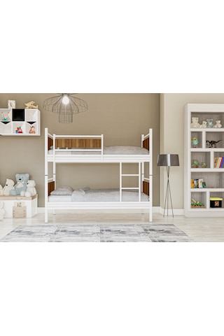 Metalia Gm 128 Star Ahşap Metal Ranza Beyaz-Ceviz