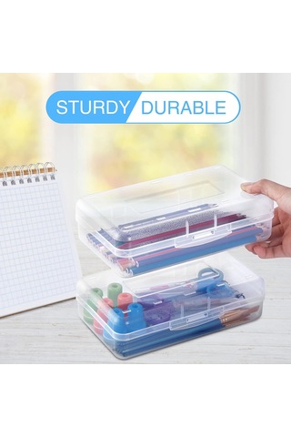 Sooez 3'lü Kalem Kutusu, Büyük Boy Kalem Kutusu, Şeffaf Tebeşir Kutusu, Kalem Düzenleyici, Kapaklı Plastik Saklama Kabı Th