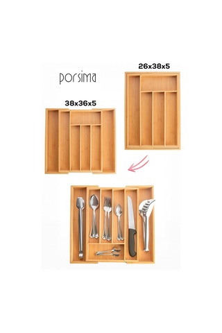 5+2 Bölmeli Bambu Kaşıklık Çekmece İçi Kaşıklık Yandan Açılır +2 Bölmeli Kaşıklığı Doğal Bambudan El Çok Renkli