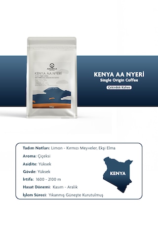 Arabica Coffee House Kenya Aa Natural Kahve Öğütülmüş Kahve Taze Kavrulmuş Çekirdek V60 100 G