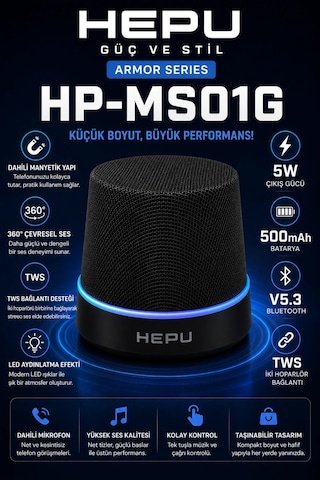Hepu Hp-ms01g Siyah Manyetik Telefon Tutuculu Kablosuz Bluetooth Hoparlör Tws Destekli