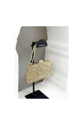 Nurkaraca 25y2407 Zincir Saplı Taşlı Kasalı Abiye Çanta Kadın 19x12cm