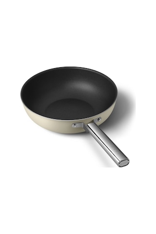 Smeg Cookware 50's Style Krem Wok Tava 30 CM Krem