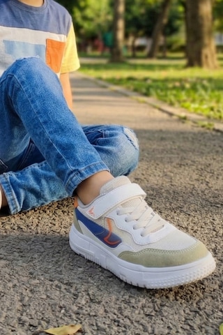 In Step Kasina Unisex Çocuk Günlük Spor Ayakkabı - Cırtlı Ve Bağcıklı Konforlu Sneaker Beyaz