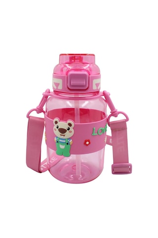 Noki Kids Su Matarası Petg Pipetli Ayıcık Silikon Kemerli 800 Ml Çok Renkli