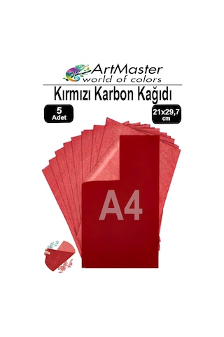 Karbon Kağıdı A4 Kırmızı 5 Adet 21x29,7 Cm Transfer Kağıdı Kopya Kağıdı Renkli Karbon Kağıdı Ahşap Seramik Metal Cam
