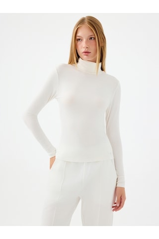 Slim Fit Kadın Bluz U.kol Ekru