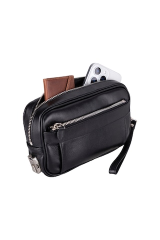 Bloomclutch Forge Obsidian Black Luxe Hakiki Deri Unisex Clutch Siyah