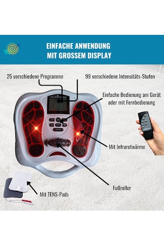 Circulation Maxx Elektrostimülasyon Cihazı I Ayaklar İçin Faydalı Mikro Stimülasyon Akım Tedavisi I 25 Program - 99 Seviye - Uzaktan Kumanda I Bioenergiser Elektrikli Stimülatör