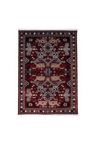 Nakış Serisi Kırmızı Zeminli Etnik Motifli Şık Salon Halısı Af314 Red Çok Renkli