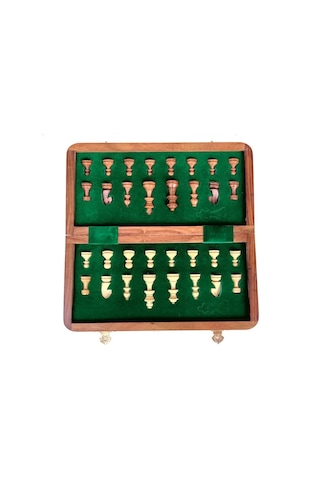 Mıknatıslı Ahşap Manyetik Satranç Takımı El Yapımı Şık Tasarım, Kaymaz Taşlar, Seyahat Ve Ev Kullanımına Uygun