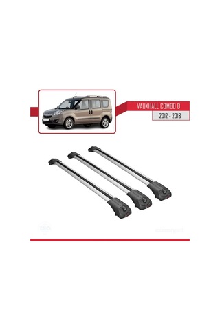 Vauxhall Combo D 2012-2018 Arası İle Uyumlu Ace-1 Ara Atkı Tavan Barı Gri 3 Adet Bar