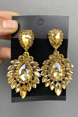 FdayAksesuar Bal Rengi Subra Gelin Kına Tacı Ve Küpesi FRDY31689