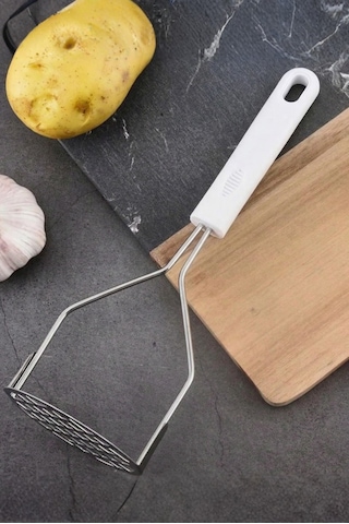 Metal Saplı Metal Patates Ezici - Yuvarlak Baş