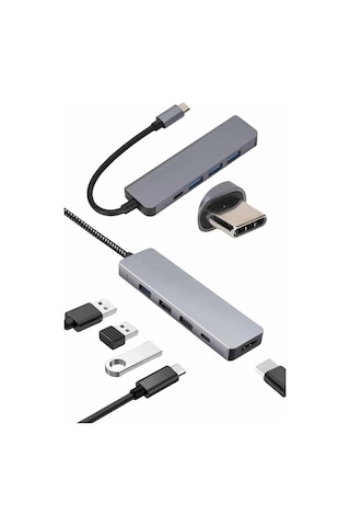 Çevirici Dönüştürücü Adaptör Macbook Uyumlu 3 In 1 Type-c To Hdmı Usb 3.0 Belirtilmemiş