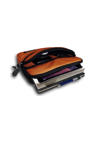 Jacbag Kiremit Turuncu Üç Cepli Tablet Telefon Çantası - Kız Çocuk/kadın Tablet Kılıfı