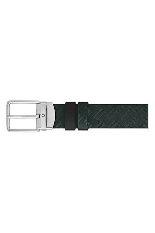 Montblanc İngiliz Yeşili Ve Siyah 30 Mm Çift Taraflı Deri Kemer 2 Yeşil
