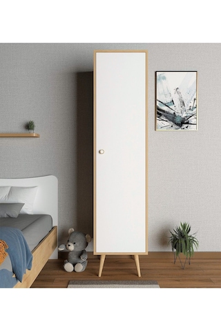 Floradesign Milano Gardırop /elbise Dolabı Tek Kapaklı Dolap Beyaz/meşe