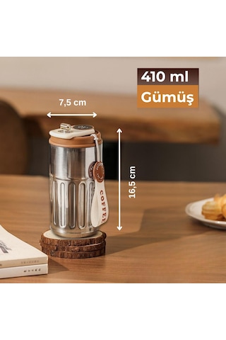Akıllı Led Sıcaklık Göstergeli Çelik Termos/mug-400 Ml Gümüş