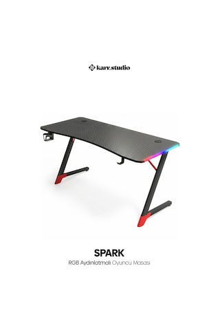 Spark Rgb Aydınlatmalı Oyuncu Masası Siyah
