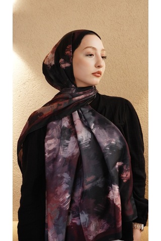 Mirsoy Scarf Pamuk Etnik Desen Şal Bordo