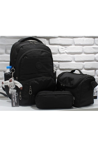 İlk Okul Çantası 3'lü Seti Unisex Çocuk İlkokul Çantası Gry-8010 Siyah Siyah