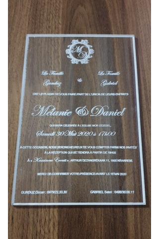 Hdrlazerdizayn Ayna Pleksi Veya Şeffaf Pleksi Dikdörtgen Şeklinde Davetiye