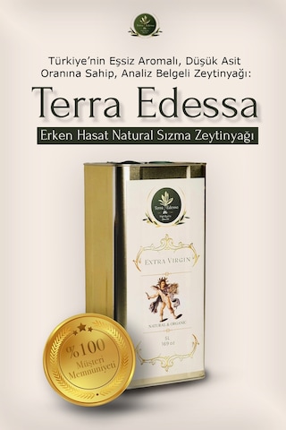 Terra Edessa Olio High Quality Olive Oil Erken Hasat Natürel Sızma Zeytinyağı - 5 Litre - Mezopotamya'nın Bereketli Lezzeti