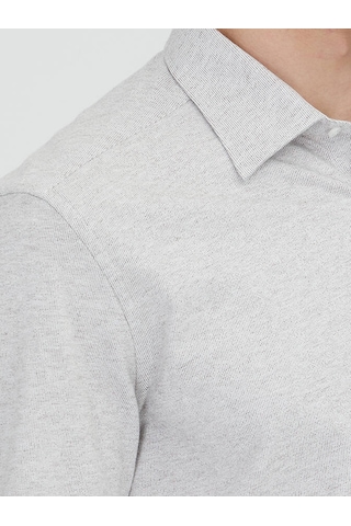Kip Vizon Çizgili Regular Fit Dokuma Casual %100 Pamuk Gömlek Vizon