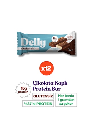 Delly Beyaz Çikolata & Kurabiye Aromalı Yüksek Proteinli Bar 12 x 40 G