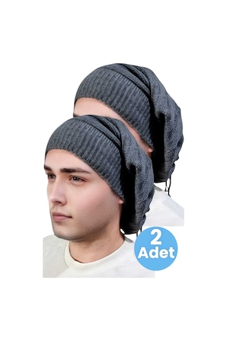Tezzgelsin 2'li Erkek Kışlık Triko Örgü Bere Ve Boyunluk Füme - Füme