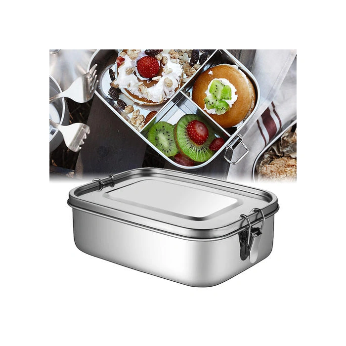 1 Adet 1400 Ml Paslanmaz Çelik Öğle Yemeği Konteyner Bento Gıda Konteyner Snack Gıda Saklama Kabı Sızdırmaz Akşam Yemeği Öğle Yemeği Kutusu Öğle Yemeği Kutuları Ahşap