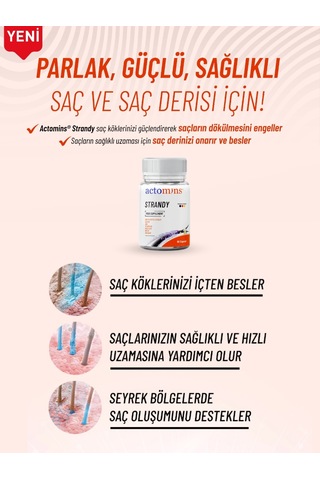 Actomins Strandy Saç Dökülmesine Karşı Takviye Edici Gıda 60 Kapsül