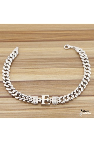 925 Ayar Gümüş E Harfi Gurmet Bileklik