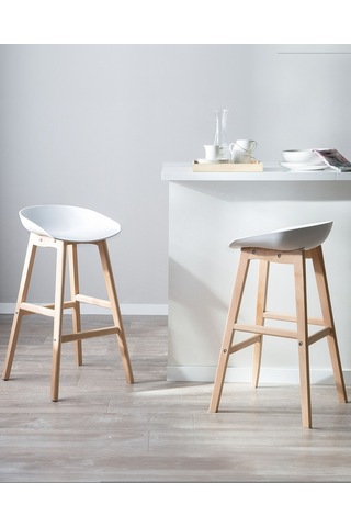 Beliani Belıanı Mıcco 2 Li Bar Sandalyesi Seti, Iskandinav Tarzı, 72 Cm Oturma Yüksekliği, Minimalist Tasarım Beyaz