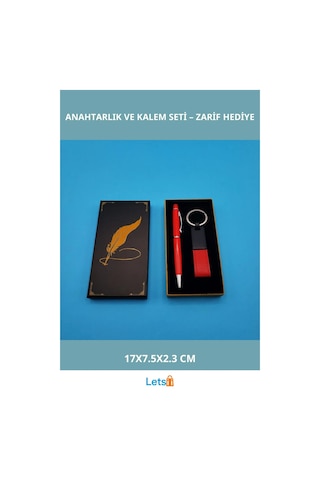 Düşük Profil Şık Kutulu Kırmızı Deri Anahtarlık Ve Touchpen Tükenmez Kalem Çok Renkli