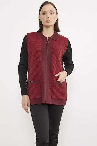 Sementa Polo Yaka Fermuarlı Triko Yelek - Bordo 001