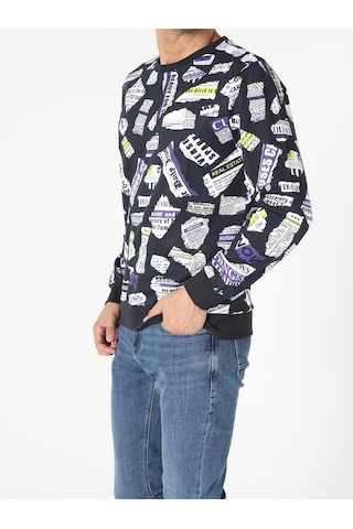 Colin's Regular Fit Baskılı Mavi Erkek Sweatshirt CL1046291_Q1.V1_NAV