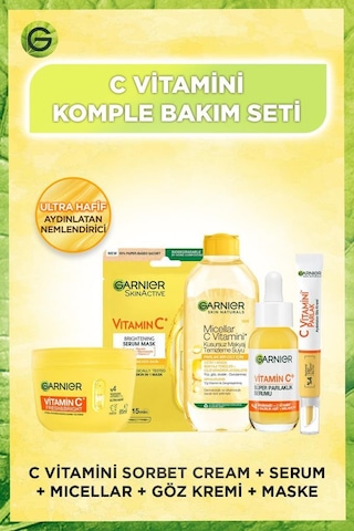 C Vitamini Bakım Seti: Yüz Kremi, Kağıt Maske, Serum, Göz Kremi, Makyaj Temizleme Suyu pktcvitfullset-11176