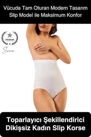 Svein Premium Toparlayıcı Sıkılaştırıcı Kadın Slip Korse Rahat Dikişsiz Saran Günlük İç Çamaşır Beyaz