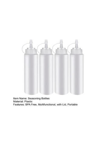 Kırmızı 4 Adet Mutfak Plastik Baharat Dağıtım Şişeleri Kapaklı Çok Fonksiyonlu Pigment Sıkılabilir Şişe 250ml Bpa Kırmızı