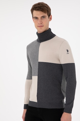 U.S. Polo Assn. Erkek Slim Fit Yarım Balıkçı Yaka Koyu Yeşil Kazak 50297057-VR049