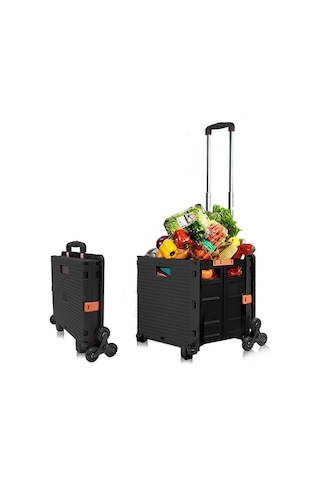 Balatlı Çok Fonksiyonlu Merdiven Çıkabilen Portatif Taşıma Arabası Siyah By06-b