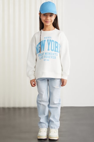 Grımelange Grımelange HERMIA-GRM24050 75% pamuk 25% polyester kız  çocuk Ekru Yeşil Sweatshirt