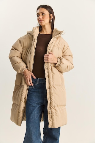 Shade Kadın Cep Detaylı Astarlı Kapüşonlu Uzun Puffer Mont 1129 60283868 - Bej