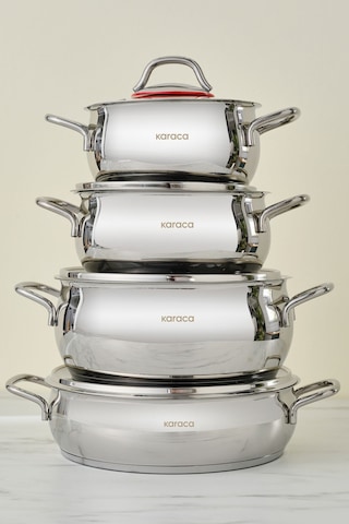 Karaca  Emirgan İndüksiyon Tabanlı 8 Parça Çelik Tencere Seti