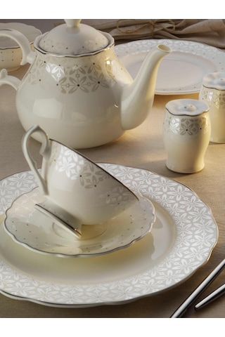 Aryıldız Phuket Bone China 36 Parça Kahvaltı Seti Beyaz